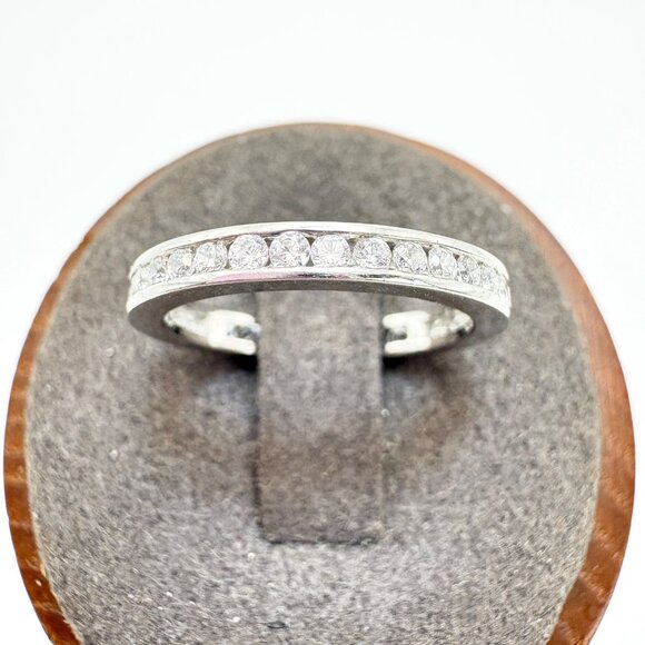 VTG Sterling Silver 925 Cubic Zirconia Channel Set Statement Ring Size 6.5 - Picture 1 of 8